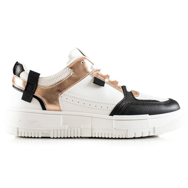 TRENDI Stylische Sneaker weiß schwarz golden