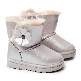 FR1 Kinder-Schneestiefel mit Blume Silber Bianca