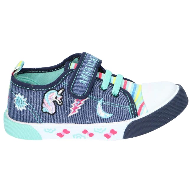 American Club Klettverbot Jungen Sneaker American Ten14/22 Jeans Ledereinsatz blau