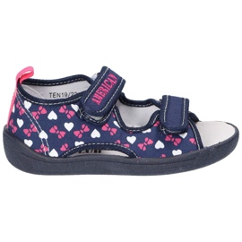 American Club Amerikanische Sandalen Hausschuhe, Ledereinsatz TEN19 / 22 Marineblau