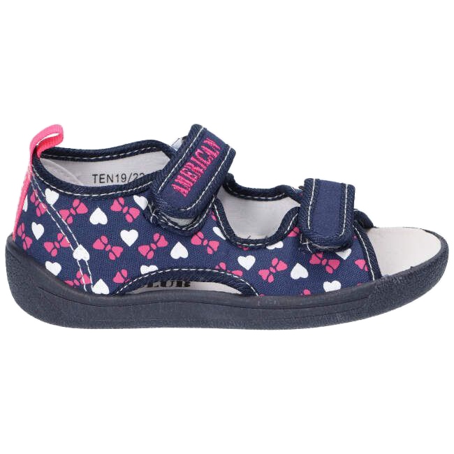 American Club Amerikanische Sandalen Hausschuhe, Ledereinsatz TEN19 / 22 Marineblau navy blau