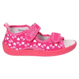 American Club Amerikanische Sandalen Hausschuhe, Ledereinsatz TEN19 / 22 Pink rosa