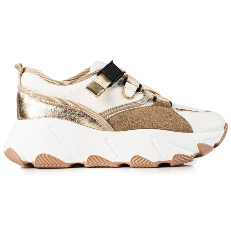W. Potocki Sneaker mit Potocki-Schnalle beige weiß golden