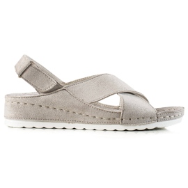 Wildledersandalen mit Klettverschluss VINCEZA grau