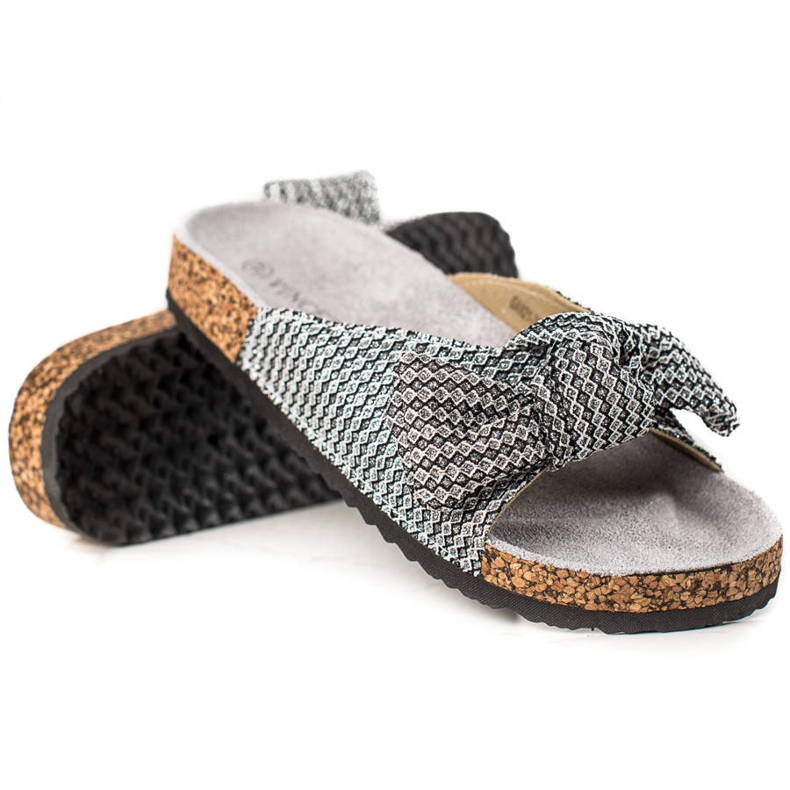 Silberschimmernde VINCEZA-Hausschuhe silber- grau