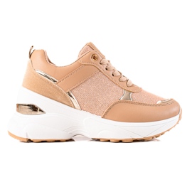 Diamantique Stylische Sneaker auf der Plattform beige