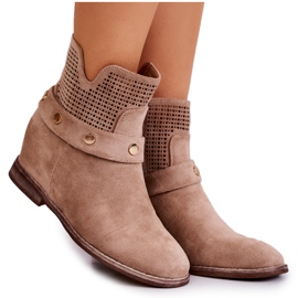 S.Barski Durchbrochene Damen Frühlingsstiefel Beige Royale