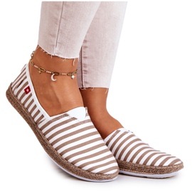 Damen-Espadrilles Big Star Slip-on Stripes FF276029 Beige weiß
