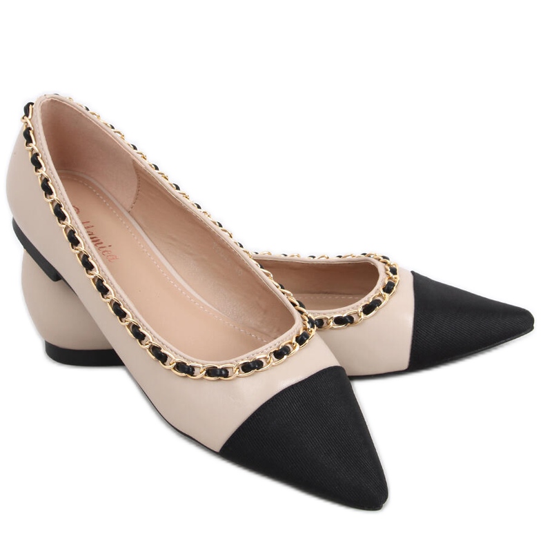 Ballerinas mit einer Kette Sabina Beige schwarz