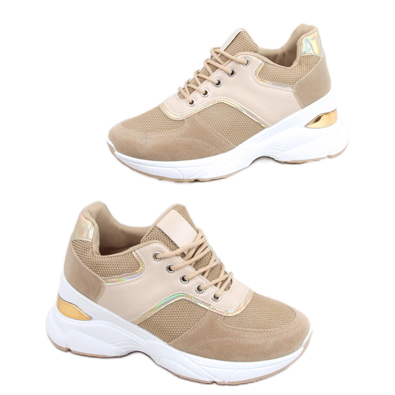 Sportschuhe auf einem verdeckten Toni Khaki Keilabsatz beige