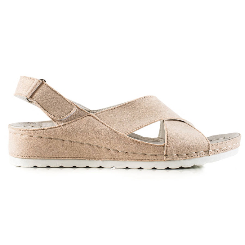 Wildledersandalen mit Klettverschluss VINCEZA beige