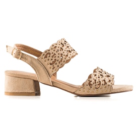 VINCEZA Sandalen mit Zirkonia beige