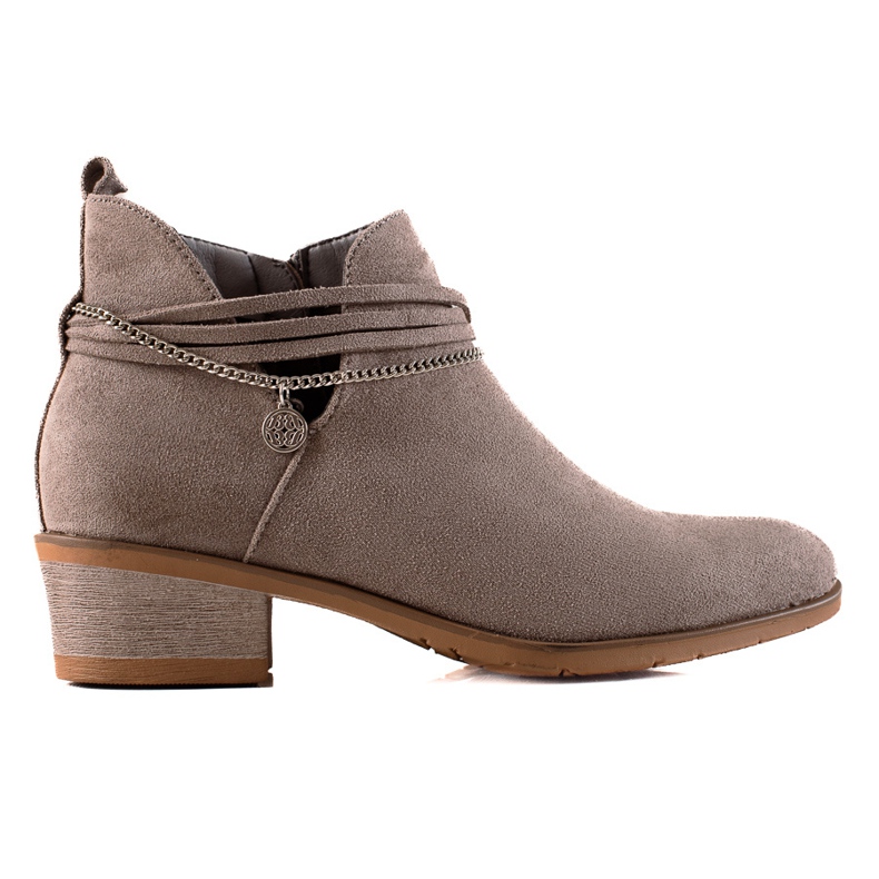 Filippo Wildlederstiefeletten mit einer dekorativen Kette beige