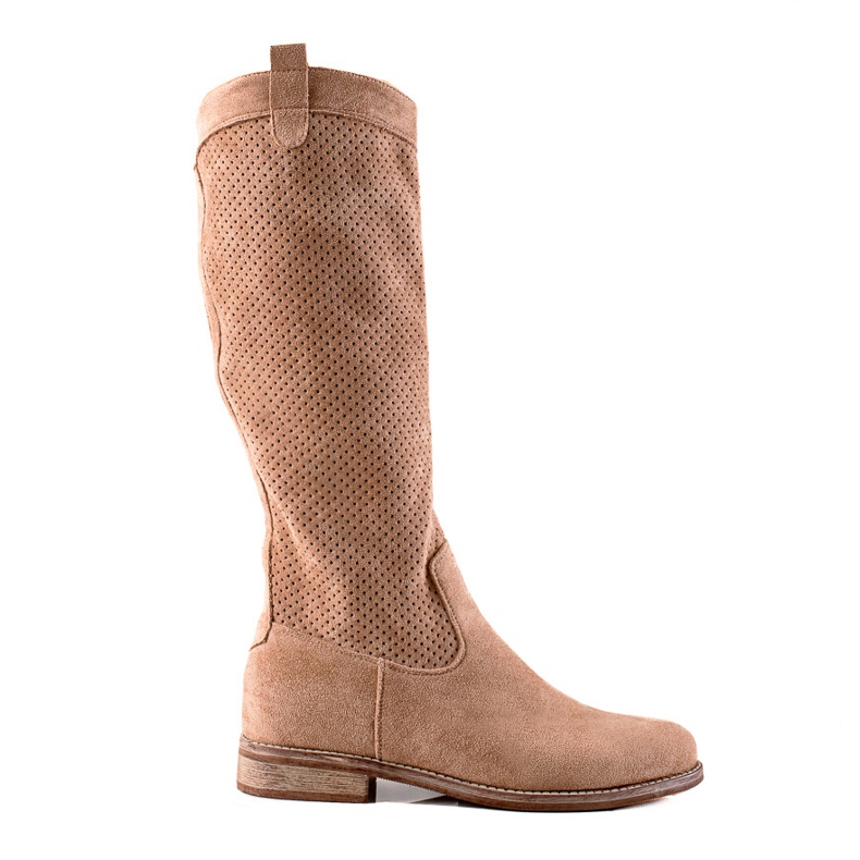 S. BARSKI Durchbrochene Wildlederstiefel von S.BARSKI beige braun