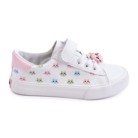 Vinceza Kinder-Leder-Sneakers mit Klettverschluss Aufdruck Weiß Bonnie