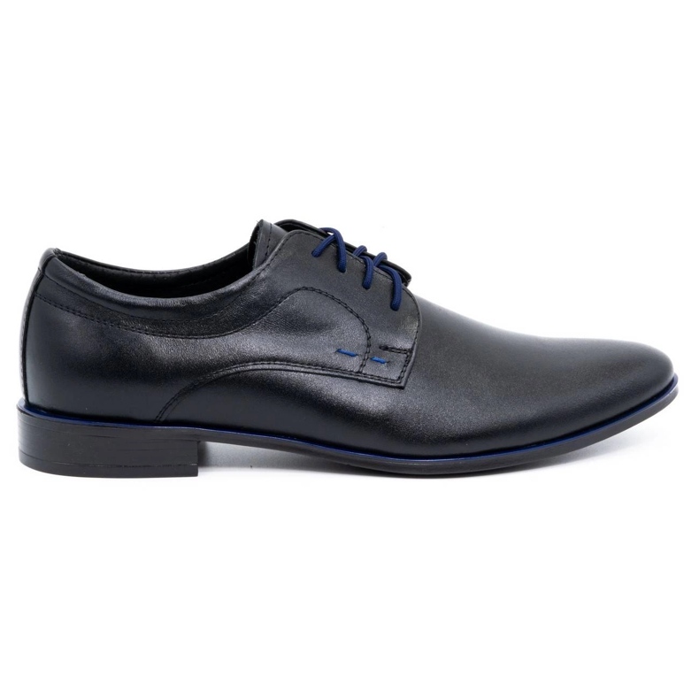 Olivier Formale Herrenlederschuhe 277 schwarz mit blau
