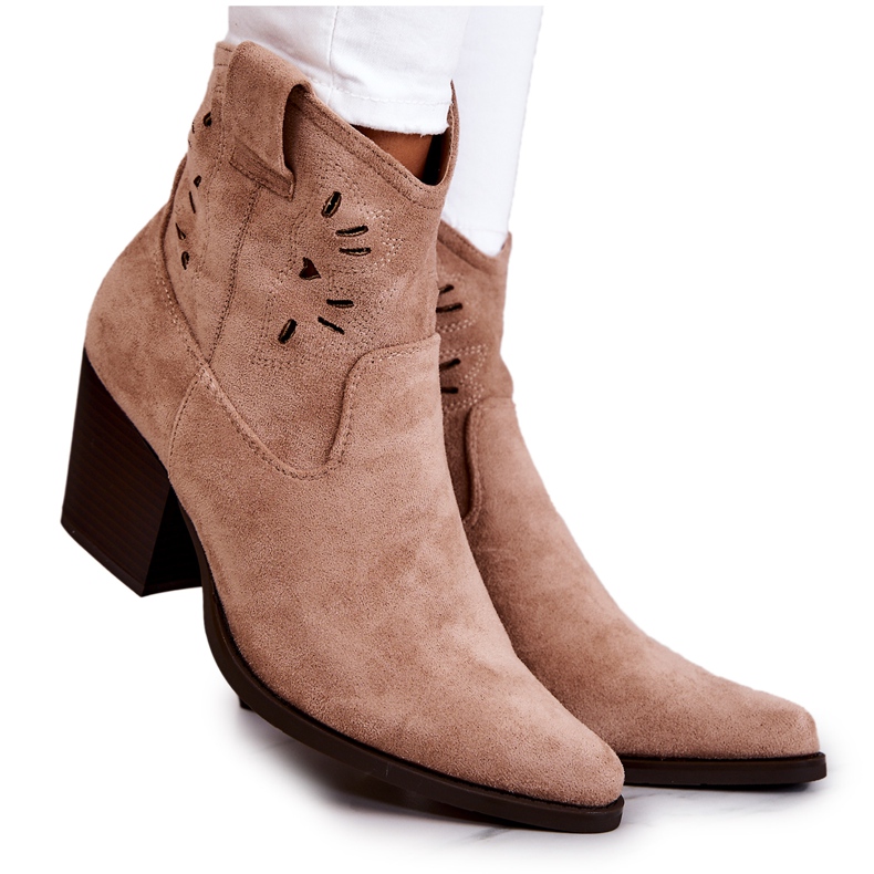 S.Barski Cowboystiefel aus Wildleder für Damen Beige Devon