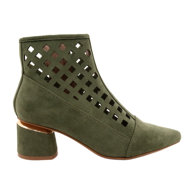 M.Daszyński Damen Daszyński MR2168A-3 Suede Green durchbrochene Stiefel grün