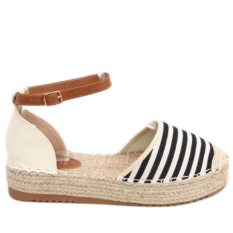 Gema Schwarz gestreifte Espadrilles beige