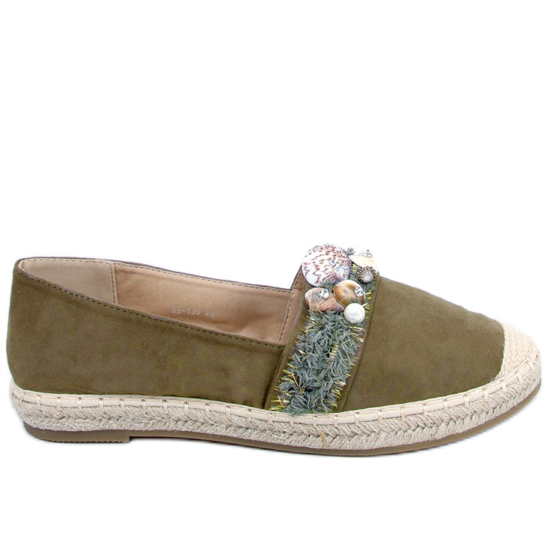 Lola Green Espadrilles mit Muscheln grün