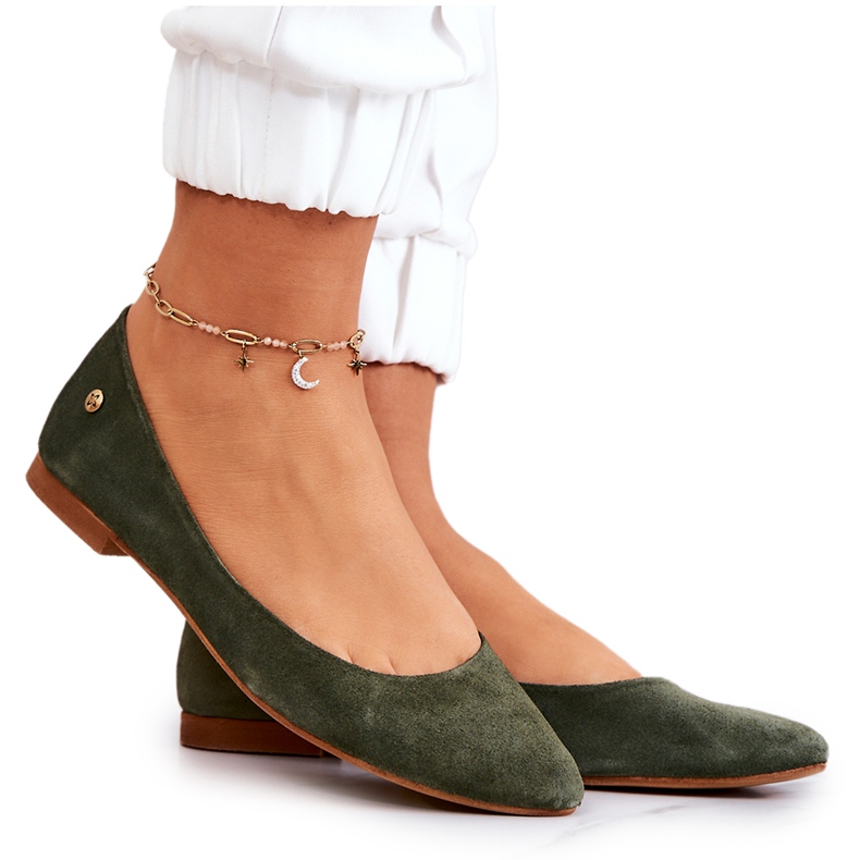 Damen Wildleder Ballerinas Maciejka 04100-45 Khaki grün