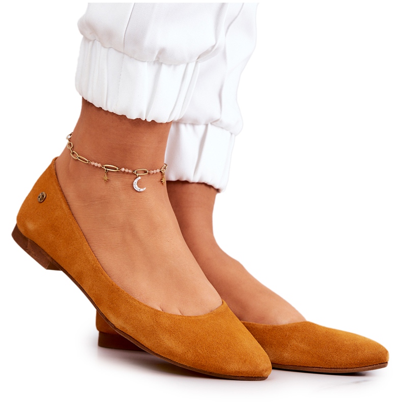 Damen Wildleder Ballerinas Maciejka 04100-44 Dunkelgelb mehrfarbig