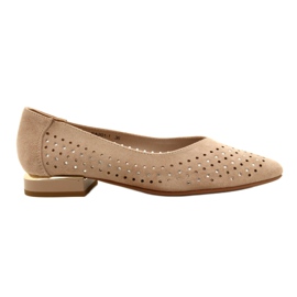 M.Daszyński Durchbrochene Ballerinas mit Pailletten Daszyński SA201-1 Beige