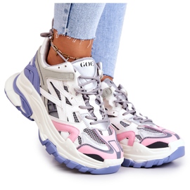 Sport-Lederturnschuhe der Frauen GOE JJ2N4090 Mehrfarbig weiß lila rosa grau