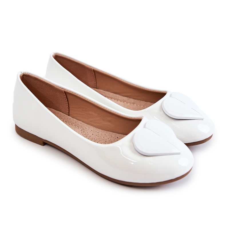 Vinceza Lackierte Kinderballerinas mit Herz Weiß Corty