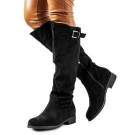 Schwarze, flache, isolierte Stiefel von Louise