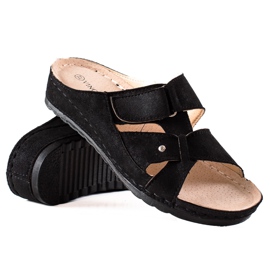 Bequeme und leichte VINCEZA-Hausschuhe schwarz