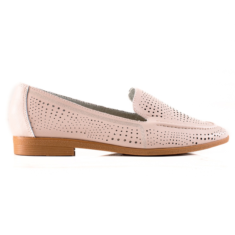 Goodin Leder-Loafer mit durchbrochenem Muster beige