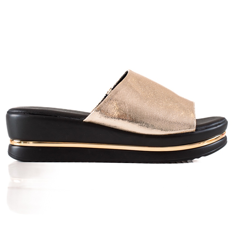 Goodin Glänzende Hausschuhe auf der Plattform golden