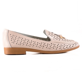 Goodin Lederhalbschuhe mit Ornament beige