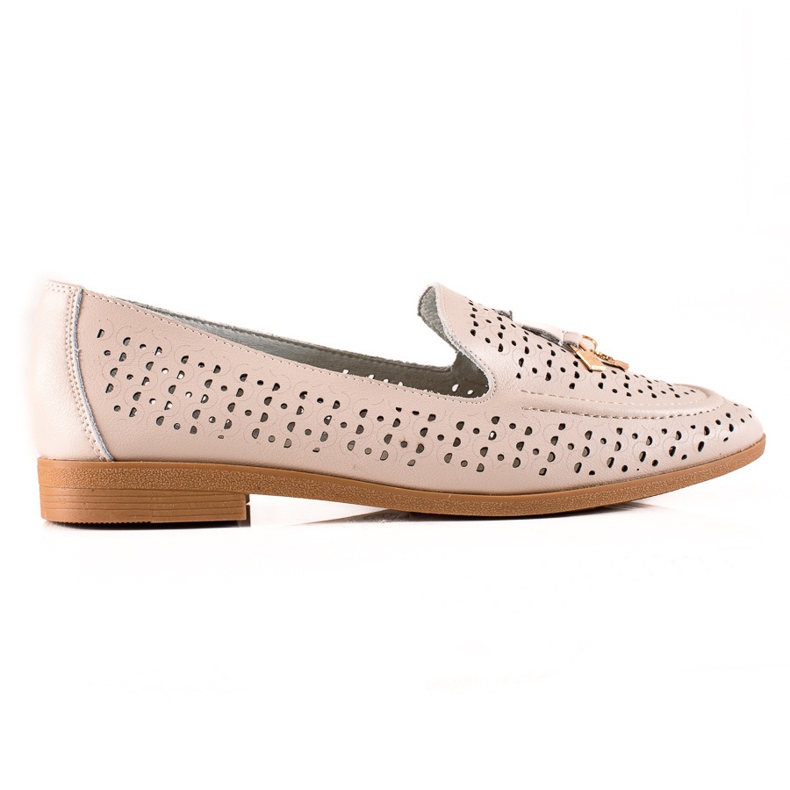 Goodin Lederhalbschuhe mit Ornament beige