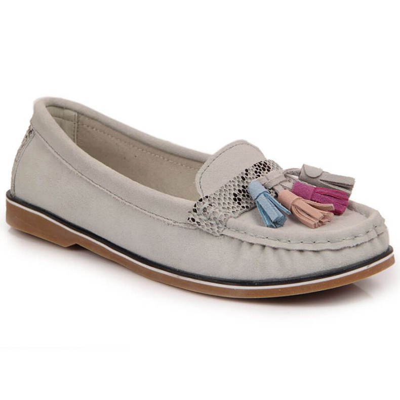 Evento Graue Mokassins mit Fransen Jezzi W JEZ328B
