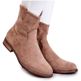 S.Barski Durchbrochene Stiefel aus Wildleder für Damen Beige Lemar
