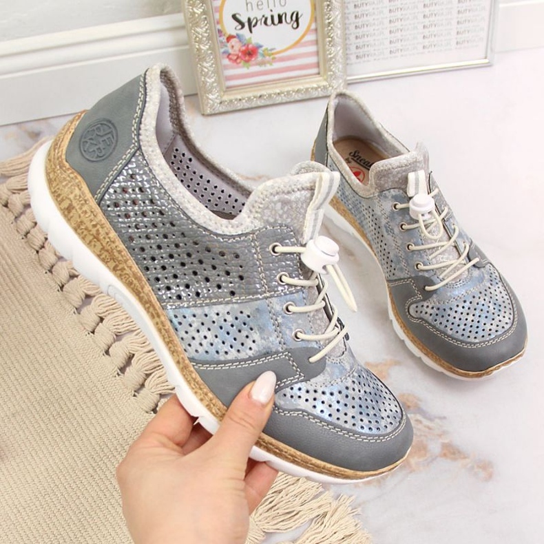 Rieker W N4255-12 durchbrochener Sportschuh blau