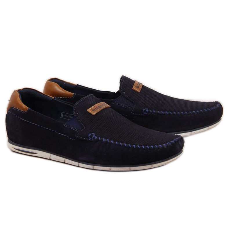Lederslipper Bugatti M HH153084 marineblau