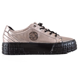 Filippo Ledersneaker auf der Plattform beige