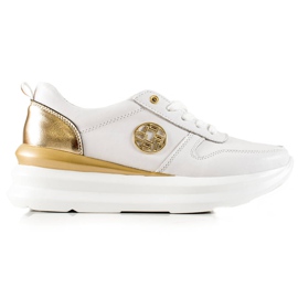 Filippo Stylische Sneaker aus Leder weiß golden