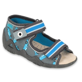 Befado gelbe Kinderschuhe 350P031 blau grau