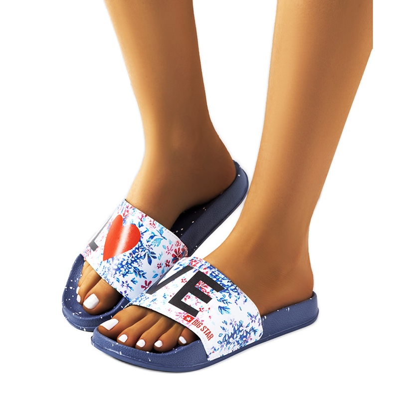 Marineblaue Hausschuhe Love Big Star DD274A257 weiß mehrfarbig