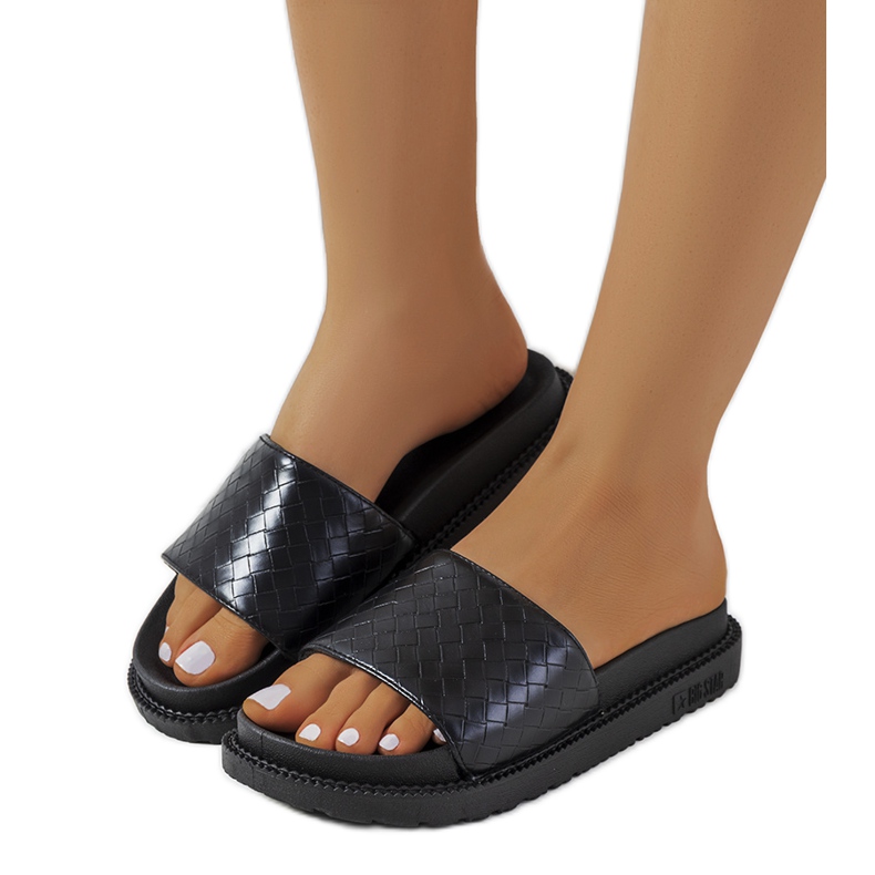 Schwarze Pantoffeln auf der Plattform Big Star HH274684