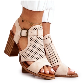 Durchbrochene Sandalen auf einer Stange Beige Hey Lover