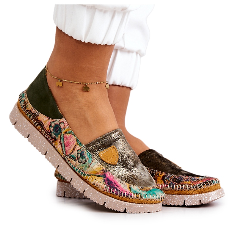 Damen-Leder-Loafer Maciejka 05434-09 Grün mehrfarbig