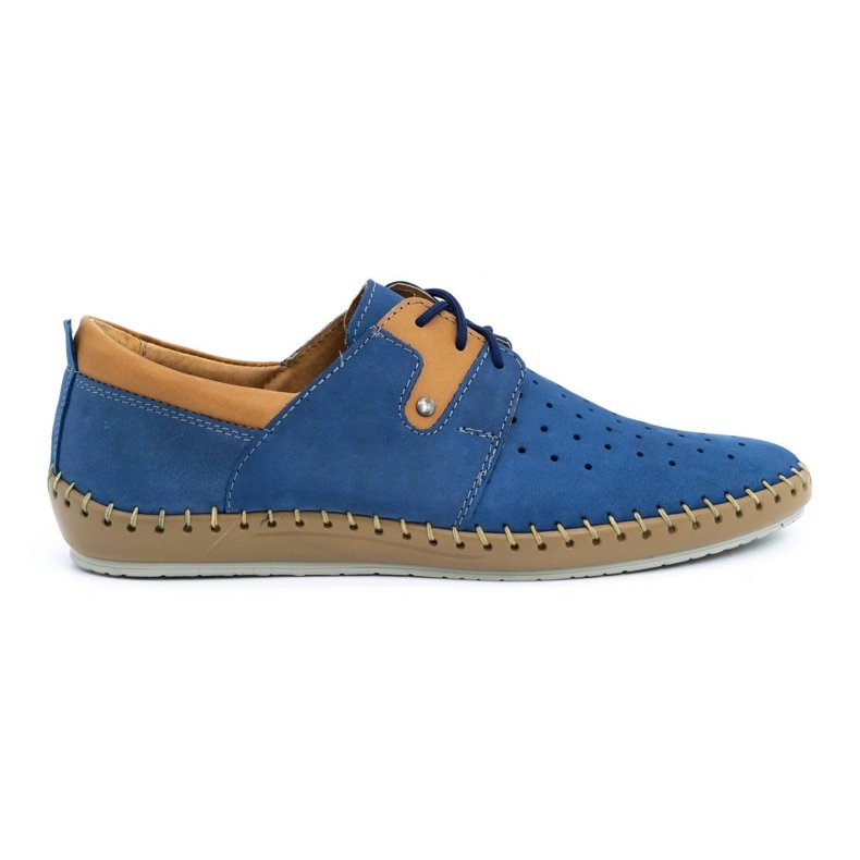 Olivier Herren Leder Sommerschuhe 744LMA blau
