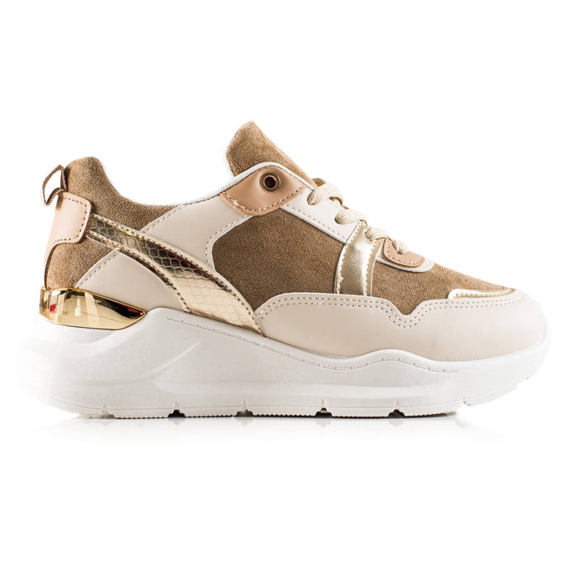 TRENDI Stylische Sneaker beige braun golden
