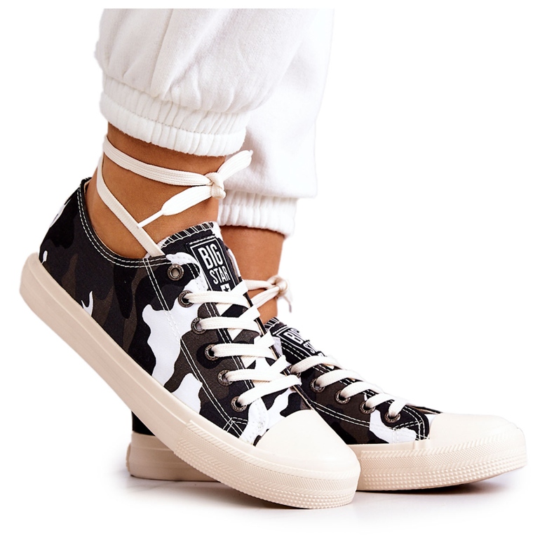 Damen Material Sneakers Camo Big Star JJ274237 Weiß-Grau