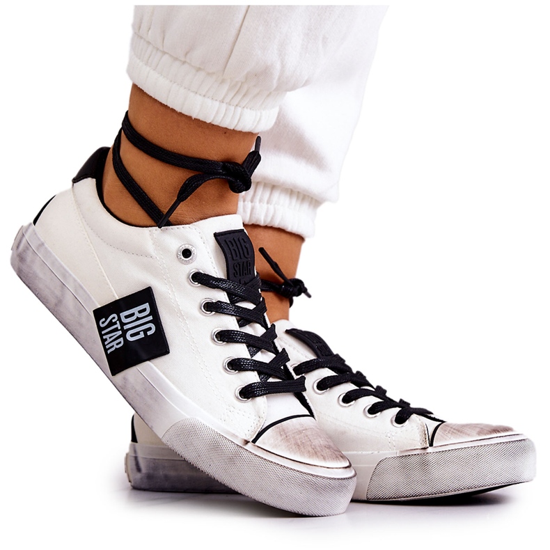 Damen Sneakers Big Star JJ274350 Weiße und schwarze Turnschuhe